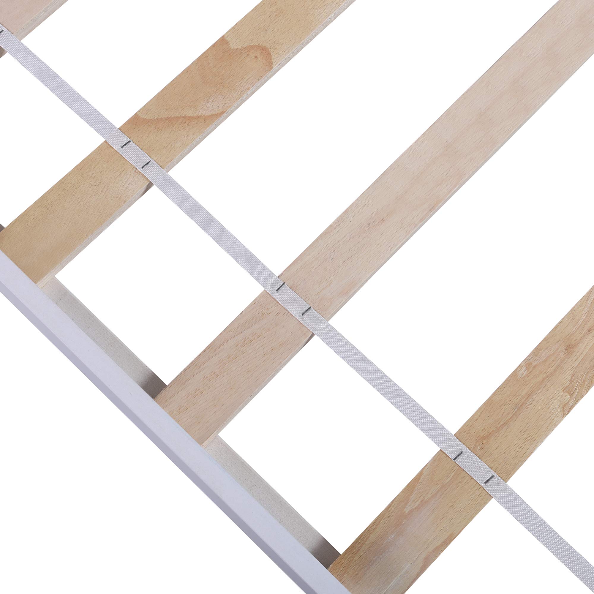 Knocbel Twin Bed Frame with Headboard - Sturdy Wooden Platform Bed with 10-Slat Support for Mattress Foundation (White) | Perfect for Kids Rooms, Guest Bedrooms & Small Spaces