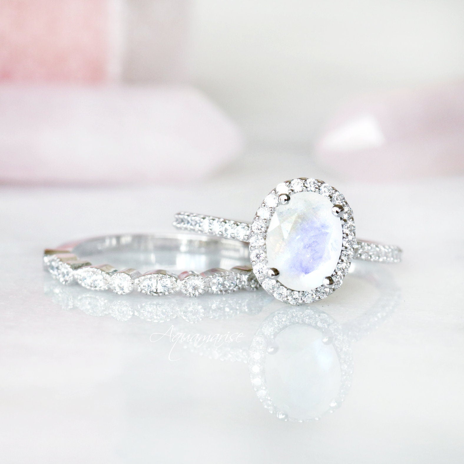 Natural Rainbow Moonstone Ring for Women - Sterling Silver 925, Handmade Boho Jewelry - Perfect for Gift, Wedding, Party & Everyday Wear