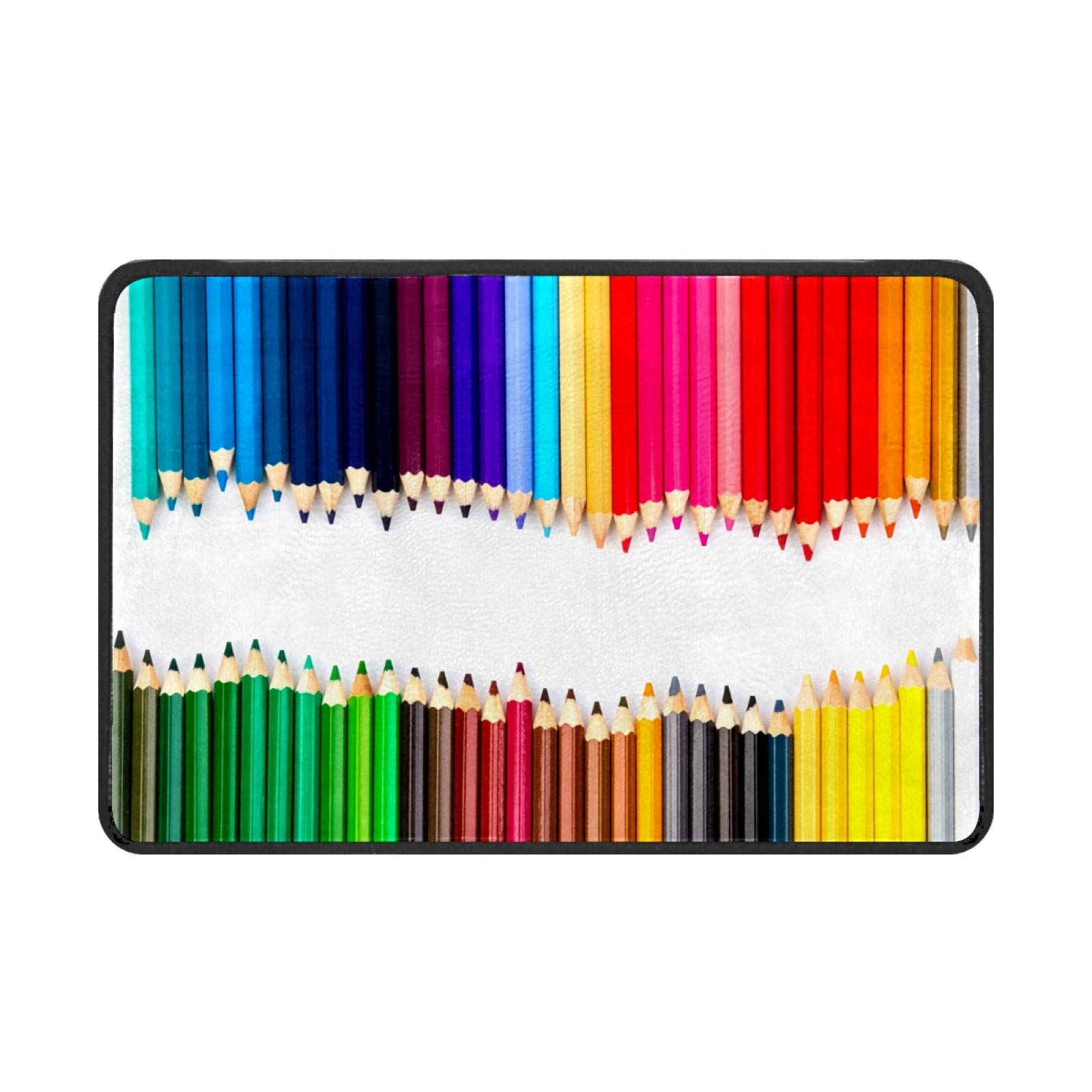 Non-Slip Welcome Doormat for Indoor & Outdoor Use - Funny Rainbow Crayon Design Entrance Mat, Durable Floor Carpet for Bathroom, Home Decor - Perfect for Front Door, Patio, and Mudroom Scenes