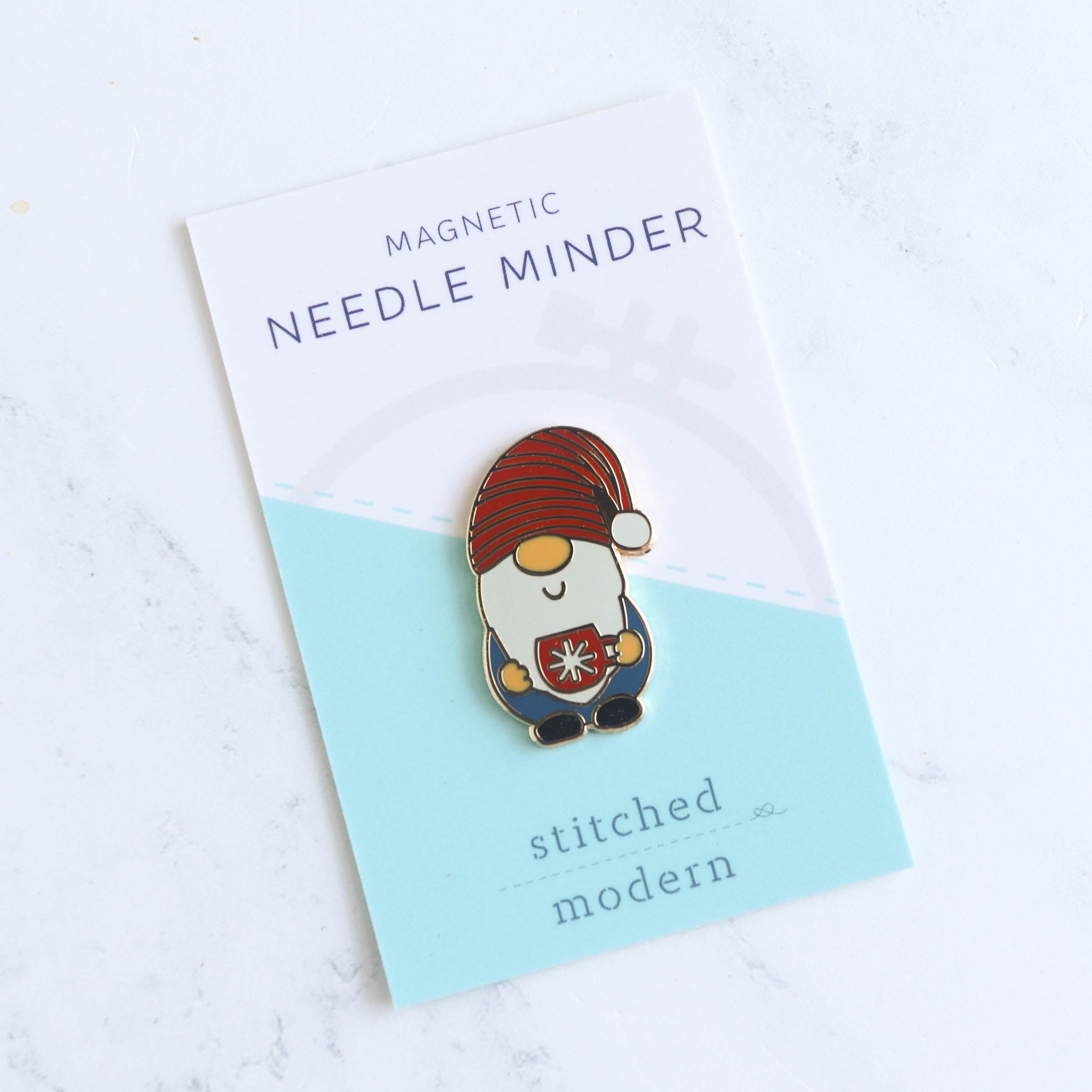 Happy Gnome Magnetic Needle Minder for Sewing & Embroidery - Cute Needle Holder for Cross Stitch, Quilting & Craft Projects - Perfect Gift for Knitters & DIY Enthusiasts
