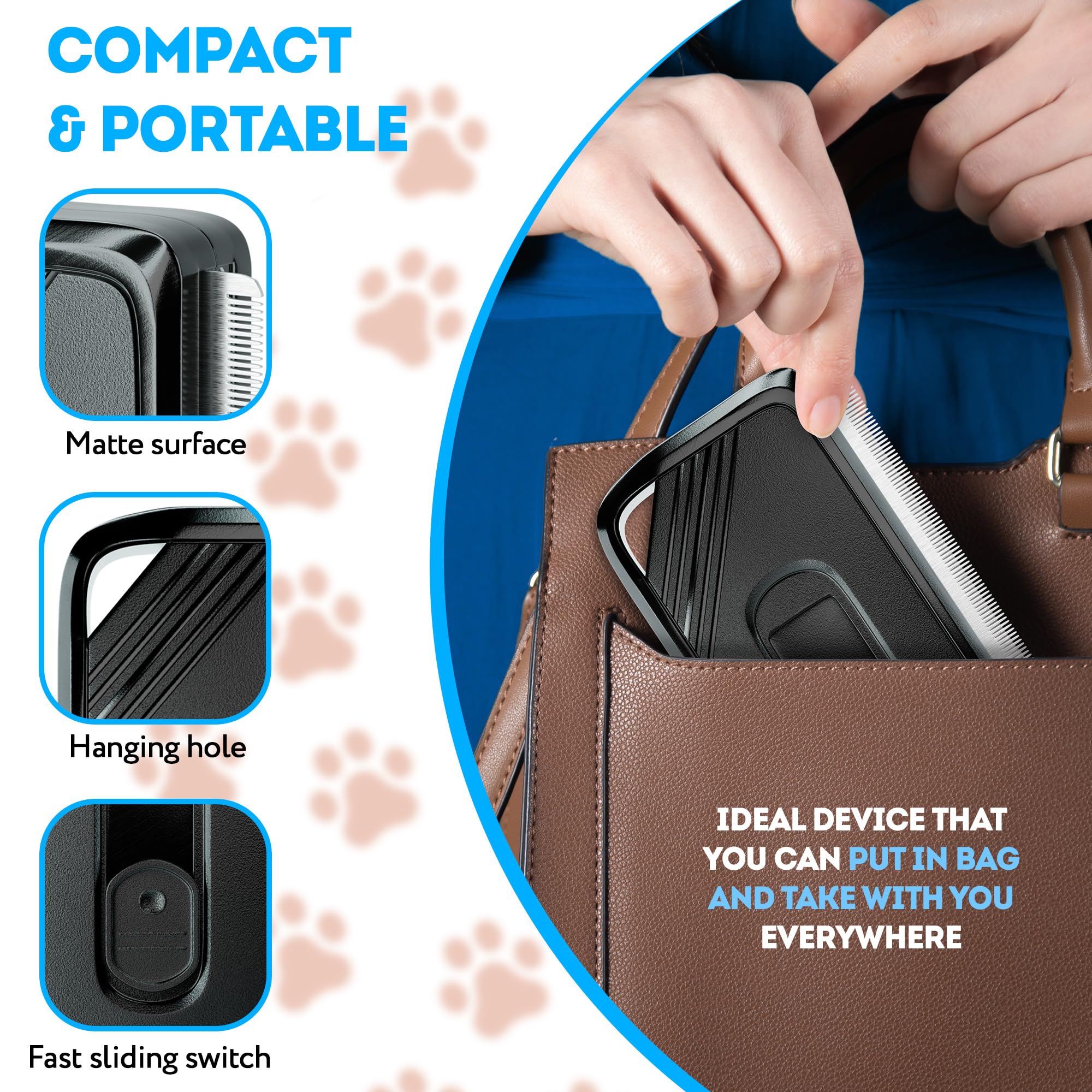 Self Cleaning Slicker Brush for Dogs & Cats - Black Pet Grooming Brush with Release Button & Sturdy Case - Ideal for Long & Short Haired Pets to Reduce Shedding - Perfect for Home Grooming & Professional Pet Care