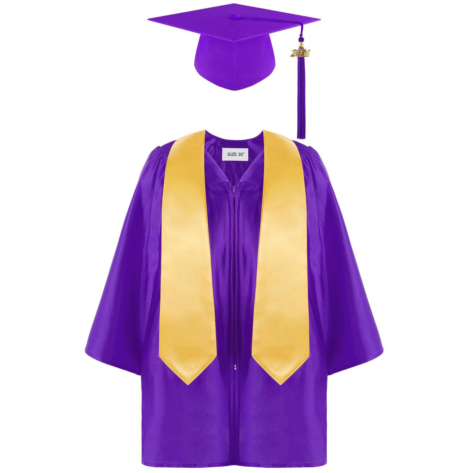 2024 Kids Graduation Gown & Cap Set with Tassel - Kindergarten & Preschool Graduation Dress Outfit for Boys & Girls - Perfect for Ceremonies, Photos & School Events