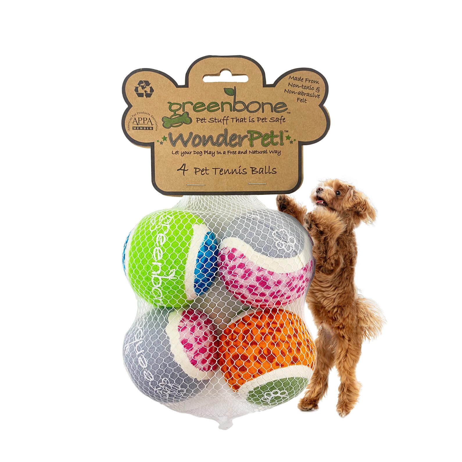 Wonderpet! Tennis Ball Dog Toys 4 Pack - Small Size Chew Toys for Puppies & Small Dogs - Perfect for Fetch, Training & Outdoor Play