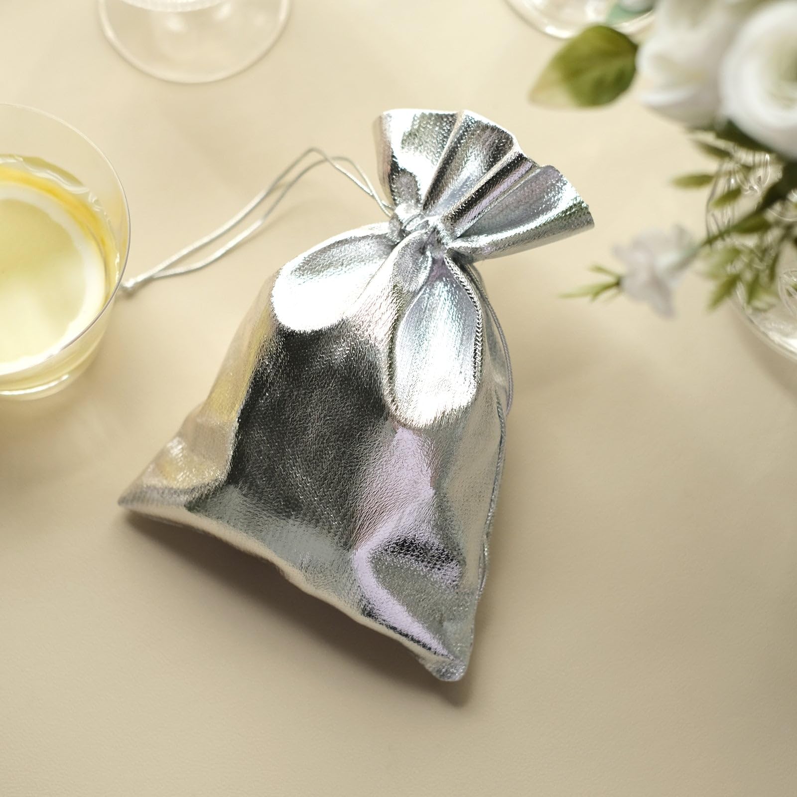 Efavormart 10 Pack Metallic Silver Lame Polyester 5