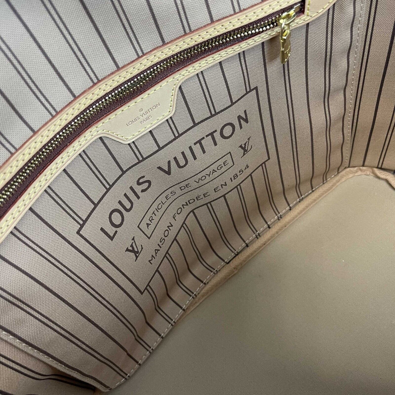 Louis Vuitton Neverfull MM Monogram Canvas Tote Bag - Brown/Tan Designer Handbag for Women, Perfect for Work, Travel & Everyday Use