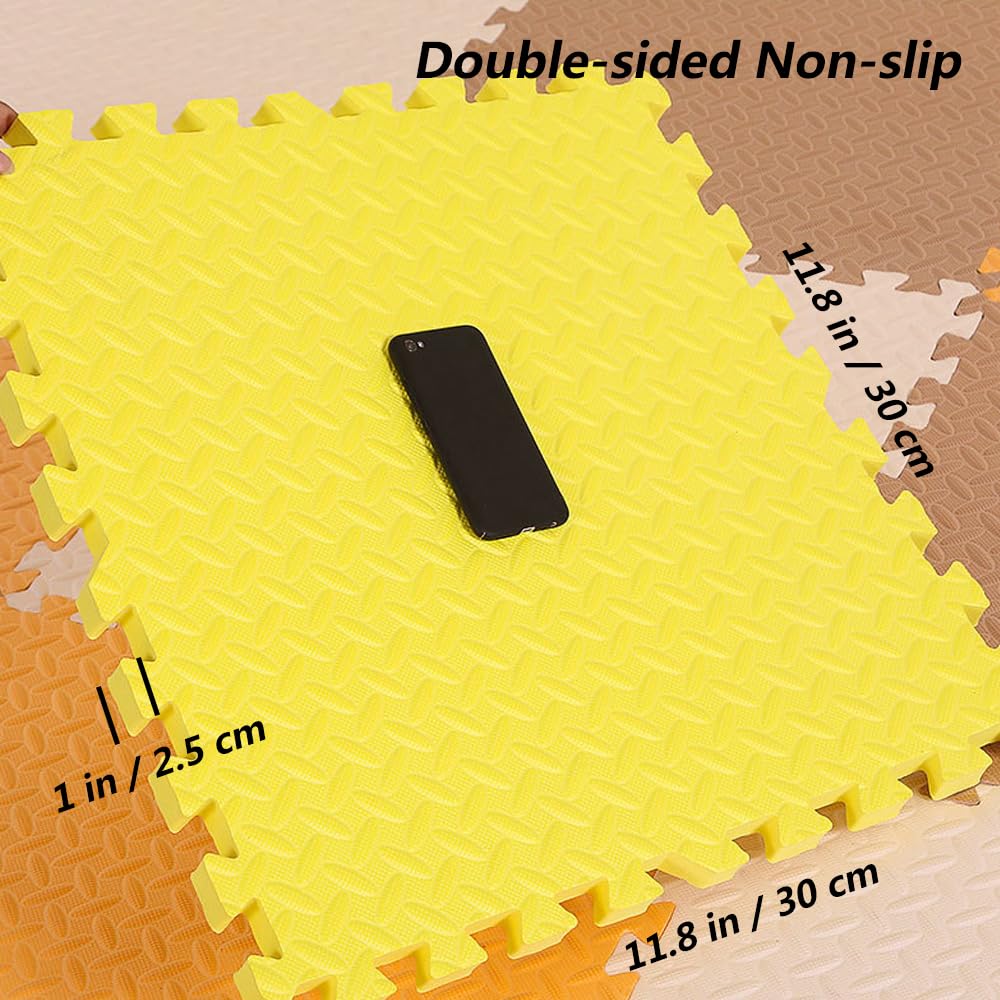 9 Tiles Interlocking EVA Foam Floor Mats - 1 Inch Thick Non-Slip Exercise Mats for Home Gym, Yoga, Fitness & Workout Equipment Protection - Perfect for Garage, Playroom, and Basement Flooring