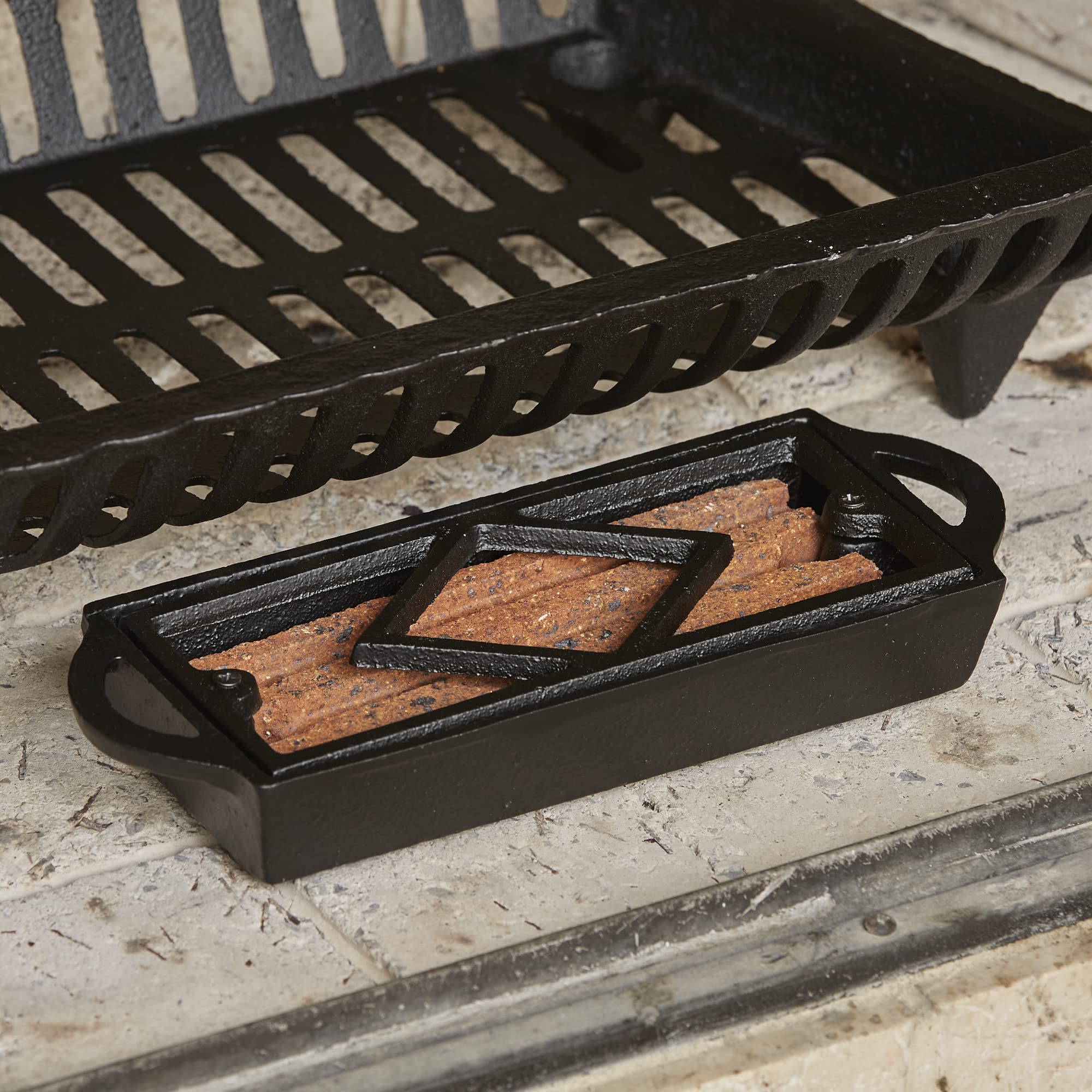 UniFlame Cast Iron Firestarter Tray - Heavy Duty Fireplace Starter Log Holder for Indoor/Outdoor Use - Perfect for Camping, Fire Pits & Wood Stoves (Model C-1137)
