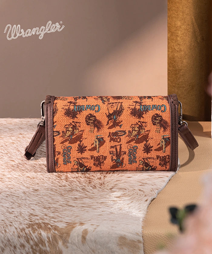 Wrangler Cowboy Print Mini Crossbody Bag for Women - Western Style Leather Purse - Perfect for Concerts, Rodeos & Everyday Use