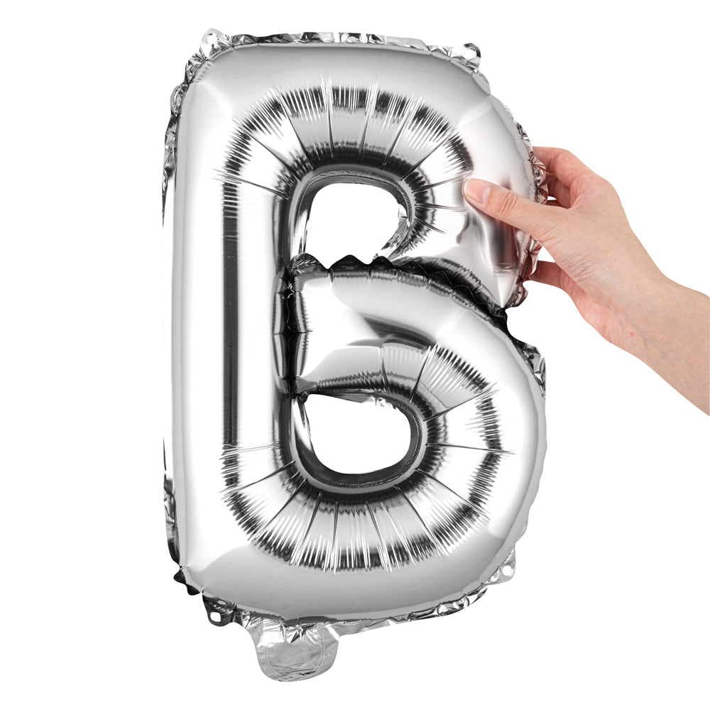 Balloonify Silver Mylar Letter B Balloon - 16 Inch Large Foil Alphabet Balloon for Birthday Parties, Baby Showers & Decorations (1 Count)