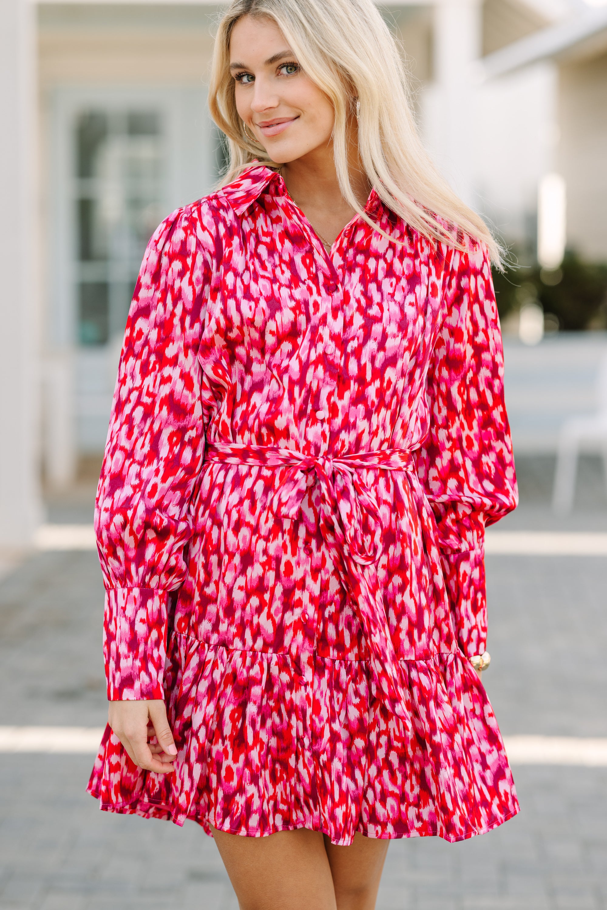 Stylish Pink Abstract Print Dress for Women - Perfect for Parties, Dates & Casual Outings