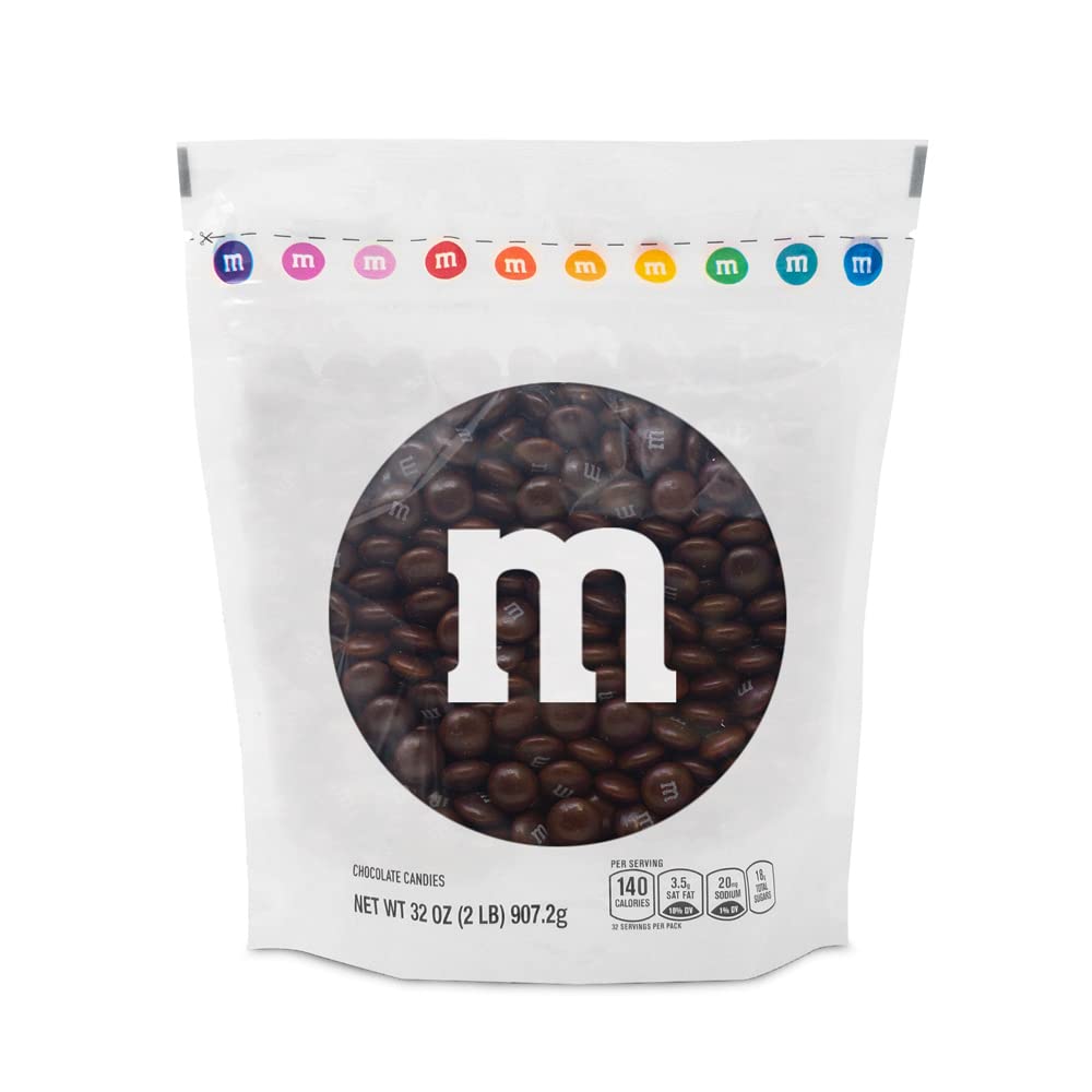 M&M'S Brown Milk Chocolate Candy - 2lb Bulk Resealable Bag | Perfect for Birthdays, Graduations, Weddings, Thanksgiving Desserts & Chocolate Gift Boxes | Party Favors, Office Snacks & Movie Night Treats