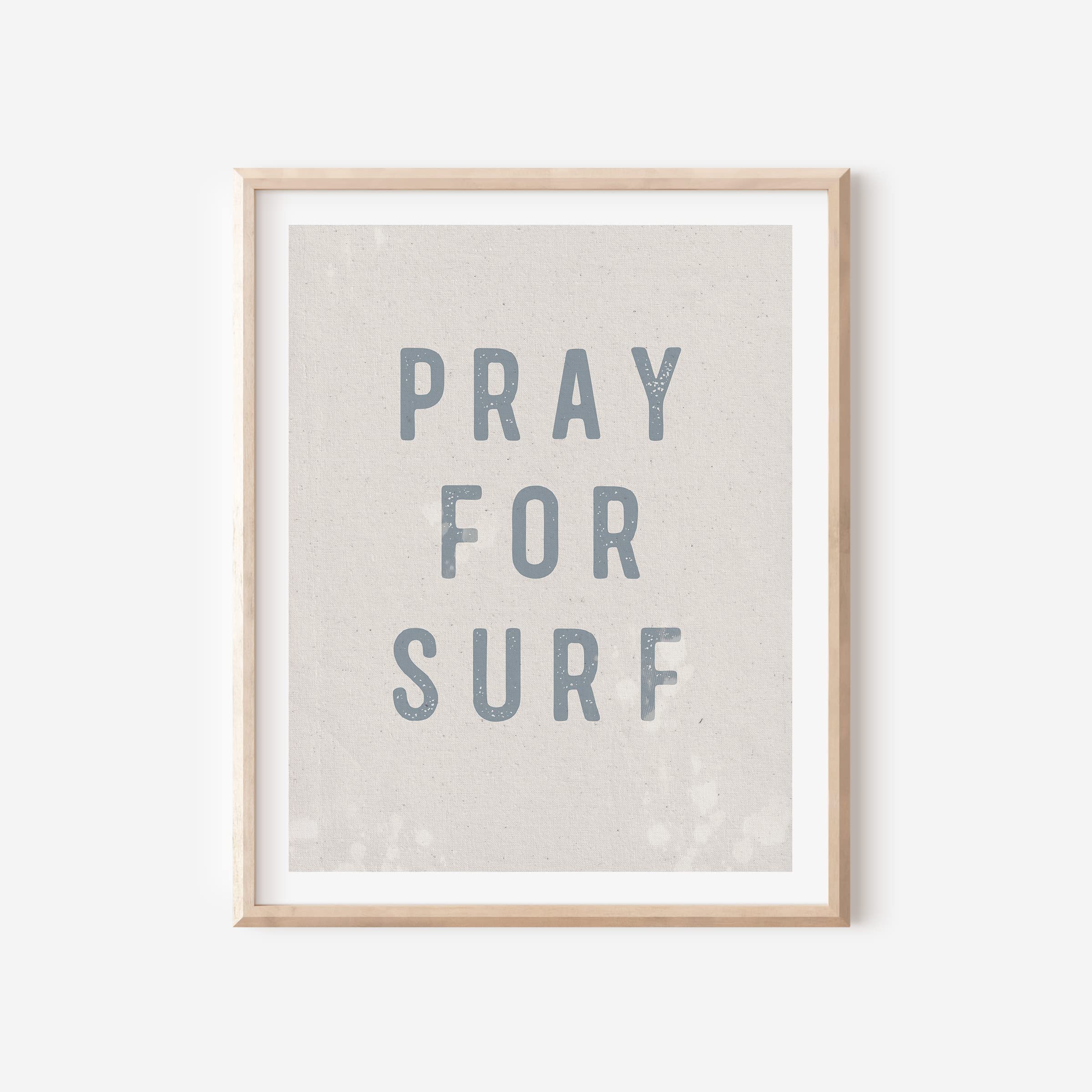 Pray For Surf Wall Art - Boho Beach Decor Poster Print for Home & Office, Inspirational Quote Artwork for Bedroom, Teen Room, Dorm, Living Room & Beach House (16x20 Inches, Blue) - Perfect for Coastal, Surf & Nautical Themed Spaces