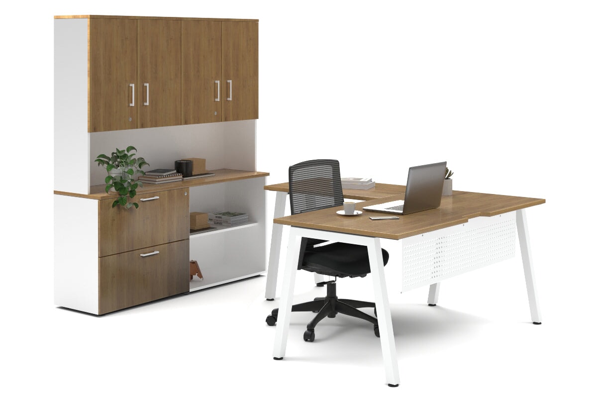 Quadro A Legs L-Shaped Executive Desk with White Legs [1600L x 1700W] - Perfect for Home Office & Modern Workspace Setup