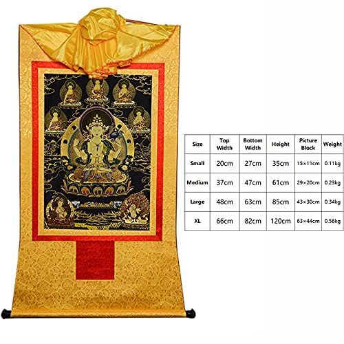 Authentic Tibetan Thangka Art - Chenrezig, Manjusri, Vajrapani Three Protectors Buddhist Tapestry | Handmade Hot Stamped Wall Hanging for Meditation, Zen Home Decor & Spiritual Relaxation | Perfect for Yoga Studios, Buddhist Altars & Peaceful Living Spaces
