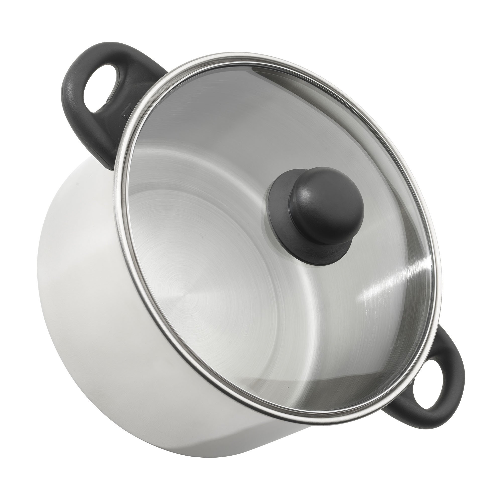 GoodCook Classic 5-Quart Stainless Steel Dutch Oven with Tempered Glass Lid - Silver | Oven & Stovetop Safe for Soups, Stews & Baking | Perfect for Family Dinners & Entertaining