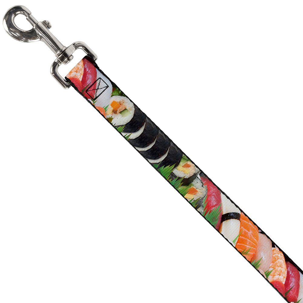 Buckle-Down Sushi Print Pet Leash - 4 Feet Long, 1.5 Inches Wide - Durable Dog Walking Leash for Small to Medium Dogs - Perfect for Daily Walks, Park Visits, and Outdoor Adventures