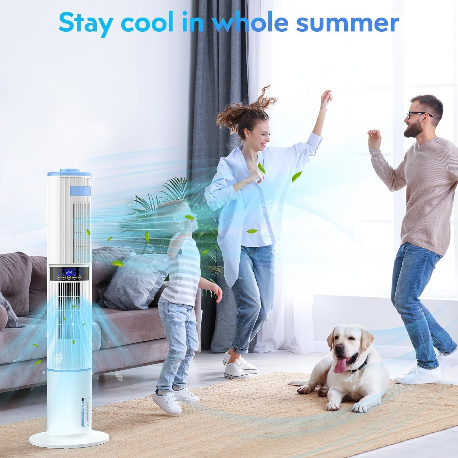 Portable Air Conditioner Tower Fan with Water Cooling & Remote Control - 4 Modes, 24H Timer, 65W, 4L Tank - Perfect for Bedroom, Office & Home Cooling