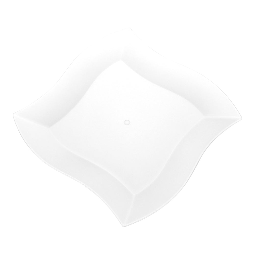 100-Pack Large White Square Plastic Aqua Plates & 100-Pack Moderna Silver Plastic Cutlery Set - Perfect for Parties, Picnics, and Catering Events
