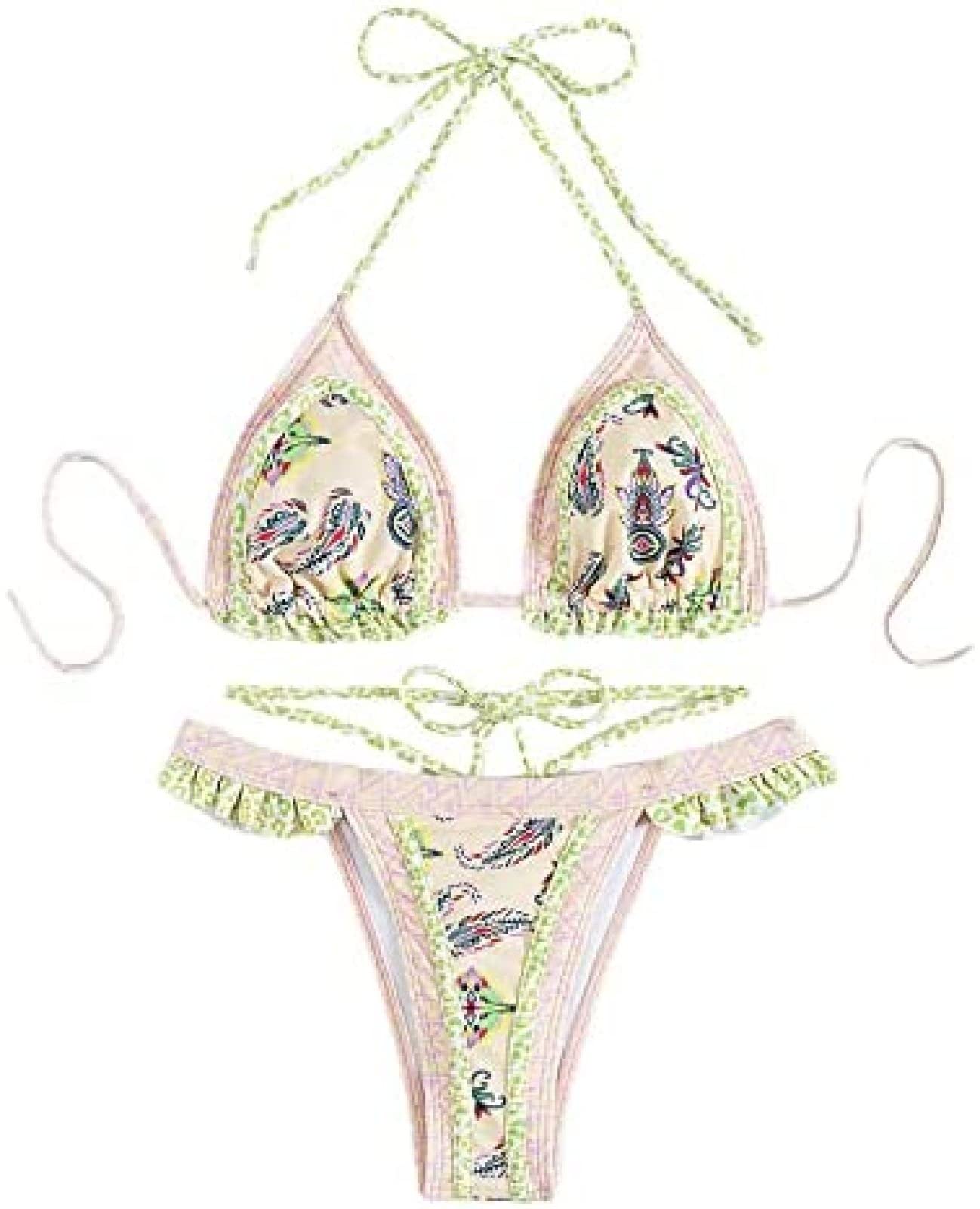 Sexy Women's 2 Piece Triangle Bikini Set - Halter Neck High Cut Swimwear for Beach Vacation, Pool Party & Summer Getaway