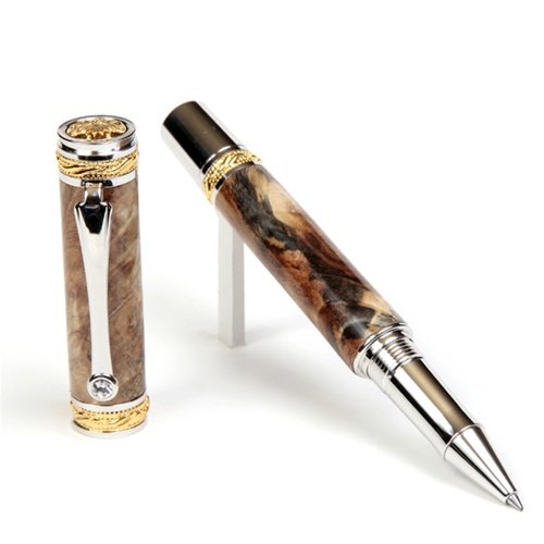 Lanier Majestic Rollerball Pen - 22kt Gold Plated with Premium Buckeye Burl Wood - Luxury Writing Instrument for Business Gifts, Office Use & Collectors