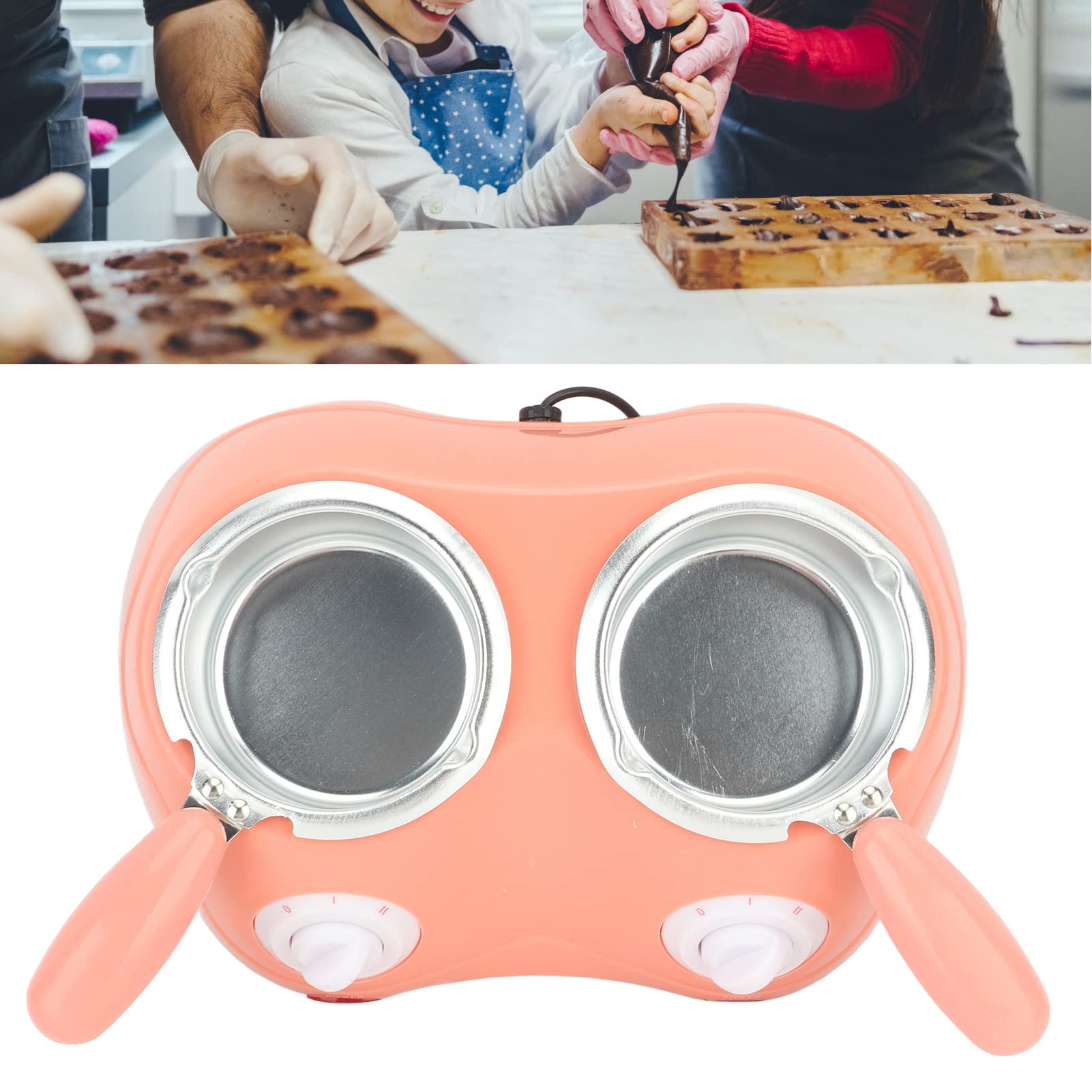 Electric Double Pot Chocolate Fondue Melter - Professional Chocolate Melting Machine for Home & Parties - Perfect for Valentine's Day, Family Gatherings & Dessert Making
