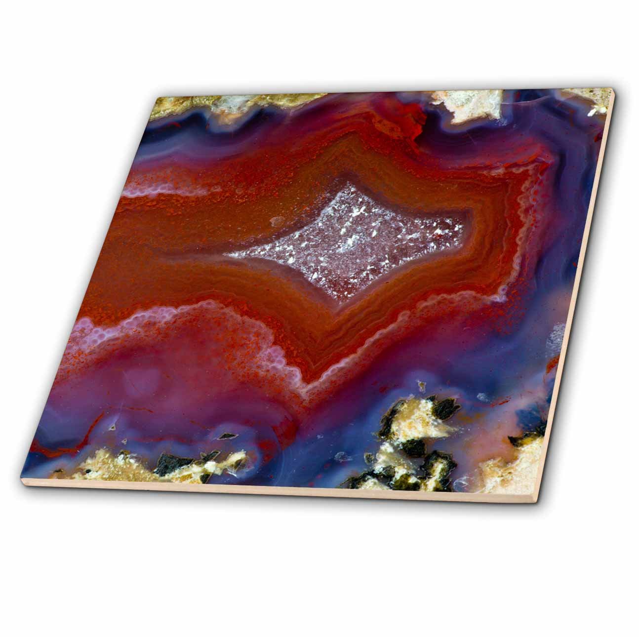 3D Rose Red Banded Agate Ceramic Tile - Decorative Wall Art for Home, Kitchen, Bathroom & Office - Perfect for DIY Projects, Backsplash, and Unique Gift Ideas