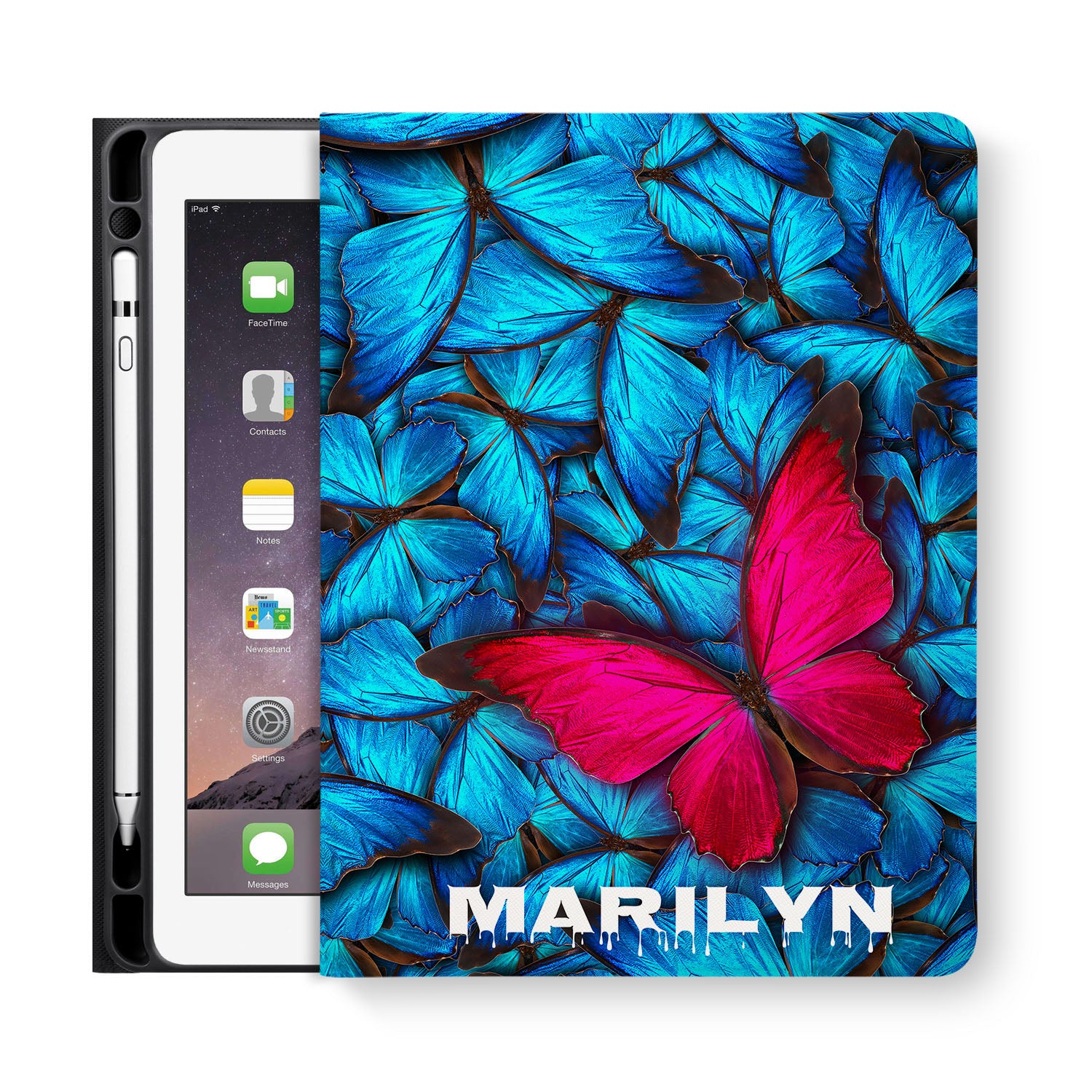 Premium iPad Folio Case with Butterfly Design - Slim Protective Cover for iPad Pro/Air/Mini - Perfect for Work, Travel & Daily Use