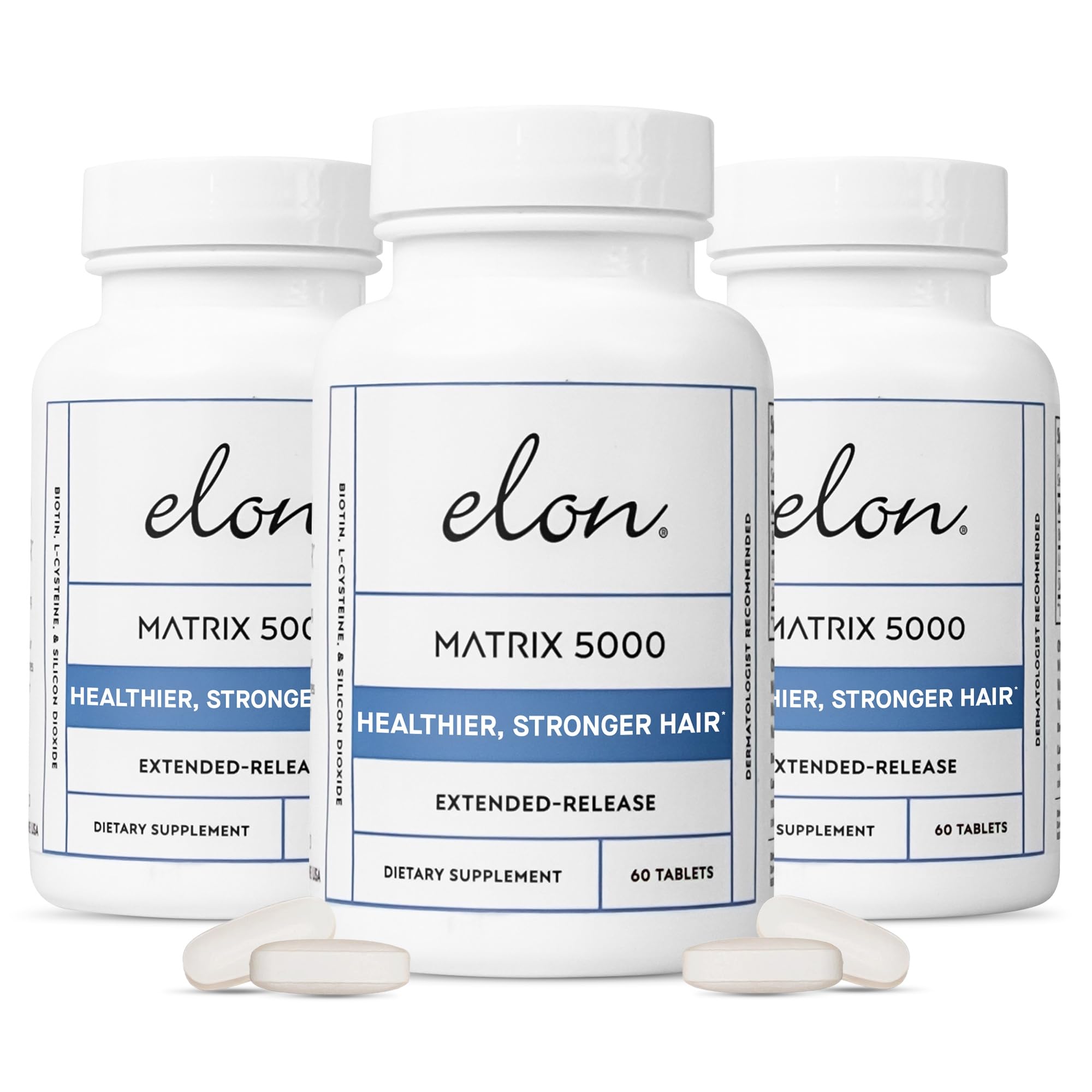 Elon Matrix 5000 Biotin 5000mcg Hair Growth Vitamins with Extended Release - Supports Healthy & Strong Hair - 3 Pack (180 Day Supply) - Perfect for Daily Hair Care & Thinning Hair Solutions