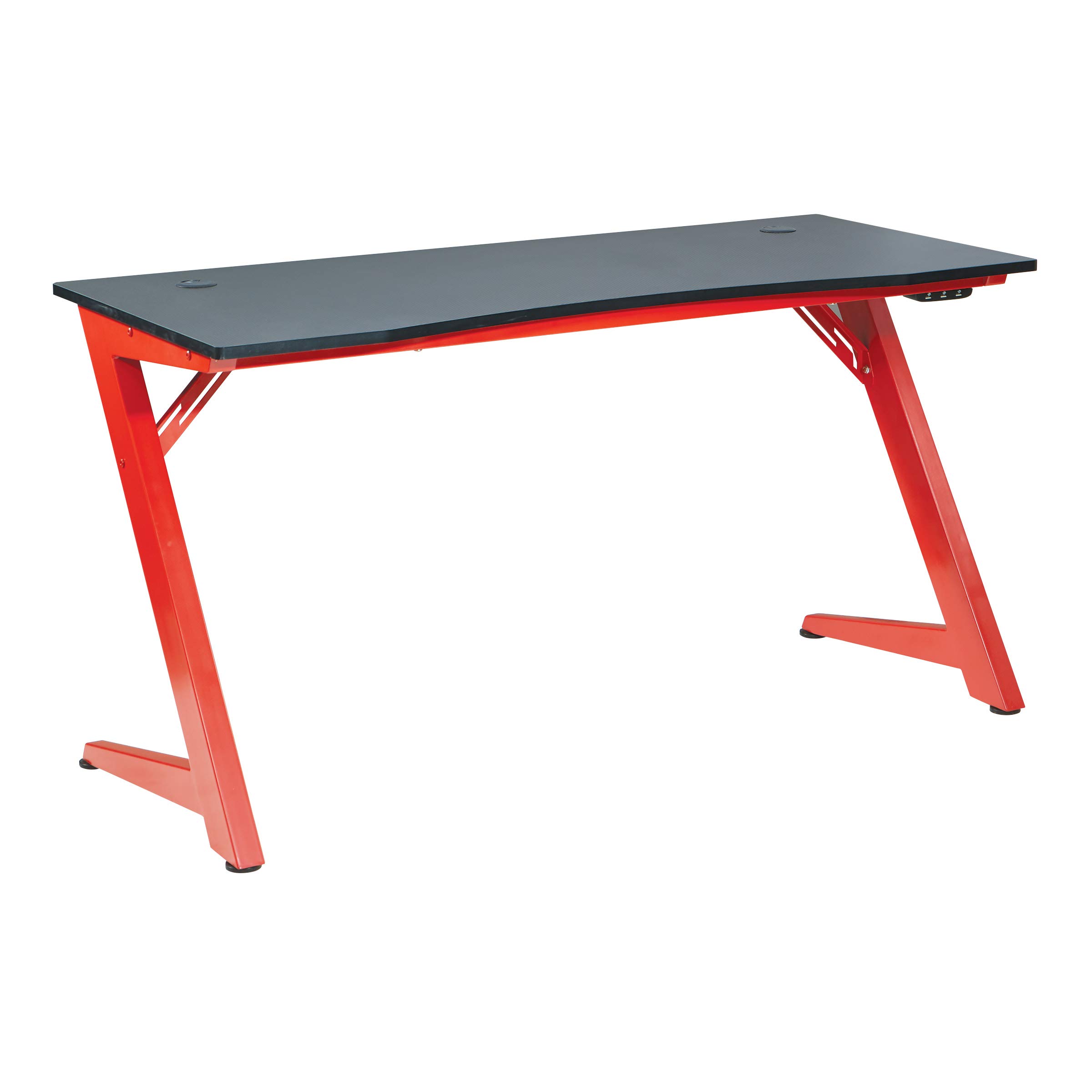 OSP Home Furnishings Beta Battlestation Gaming Desk with Bluetooth RGB LED Lights, Matte Red - Ergonomic Computer Desk for Streaming & Esports - Perfect for Gaming Setup, Home Office & Workstation