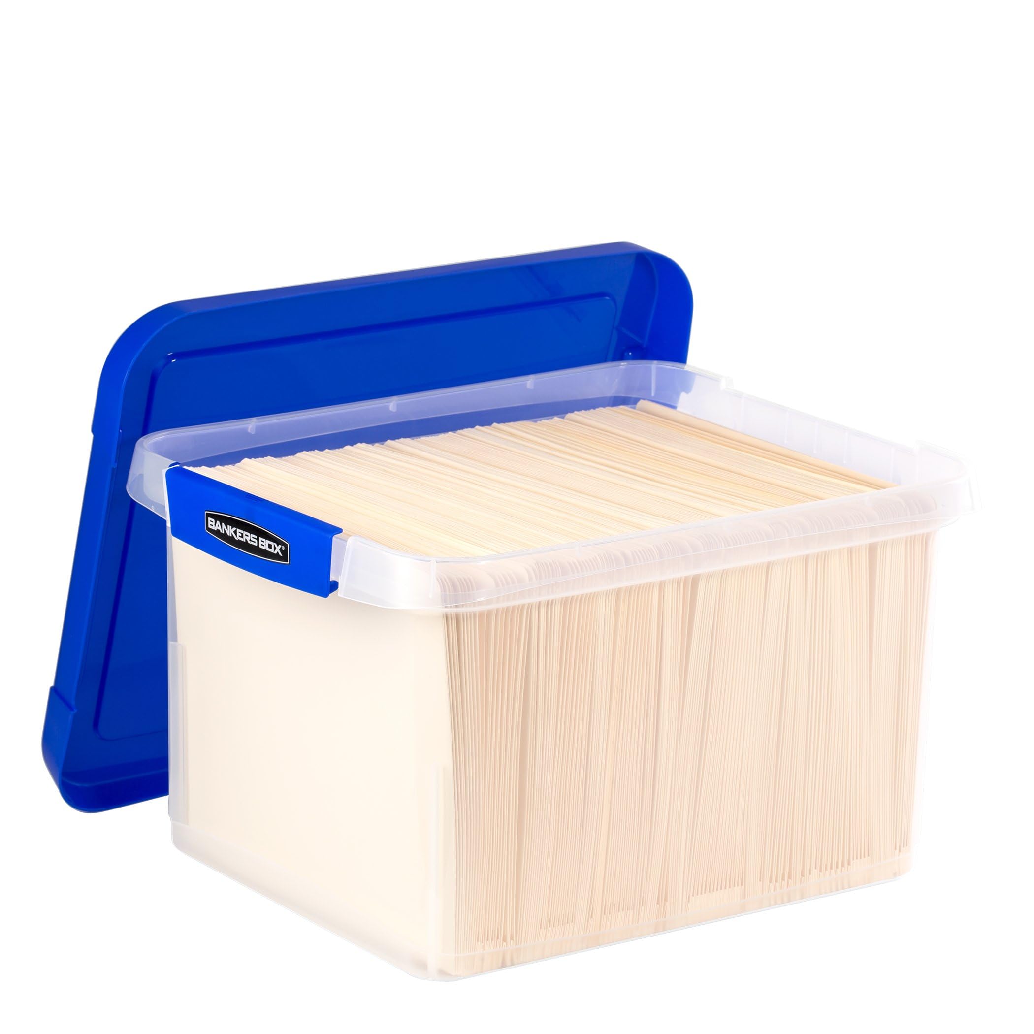 Heavy Duty Plastic File Box with Hanging Rails - Letter/Legal Size Storage Organizer - 1 Pack (0086205) - Perfect for Office Document Filing, Home Organization & School Supplies