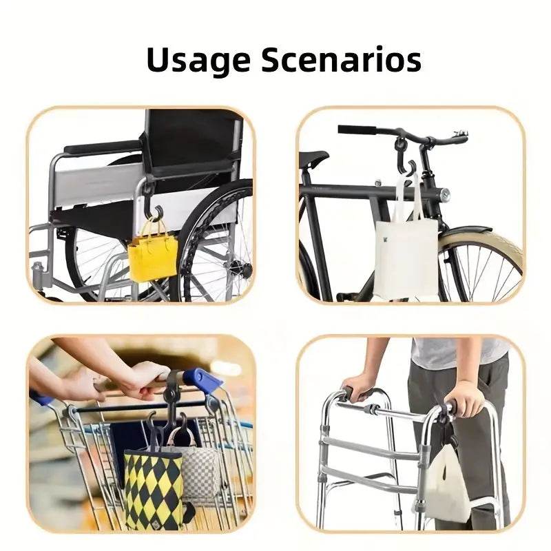 Universal Stroller & Wheelchair Hanging Bag Hooks - Durable Multi-Purpose Organizer for Diaper Bags, Groceries & Shopping - Perfect for Parents, Caregivers & Travelers