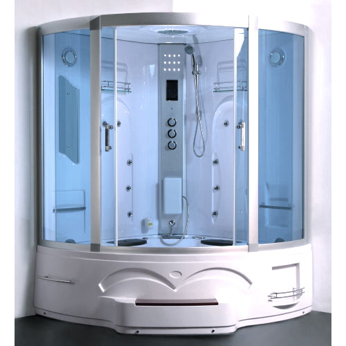 GSI Corner Steam Shower and Bathtub Enclosure 61 x 61 Inches - GT0514 Model for Luxurious Spa Experience at Home | Perfect for Small Bathrooms & Modern Bathroom Designs