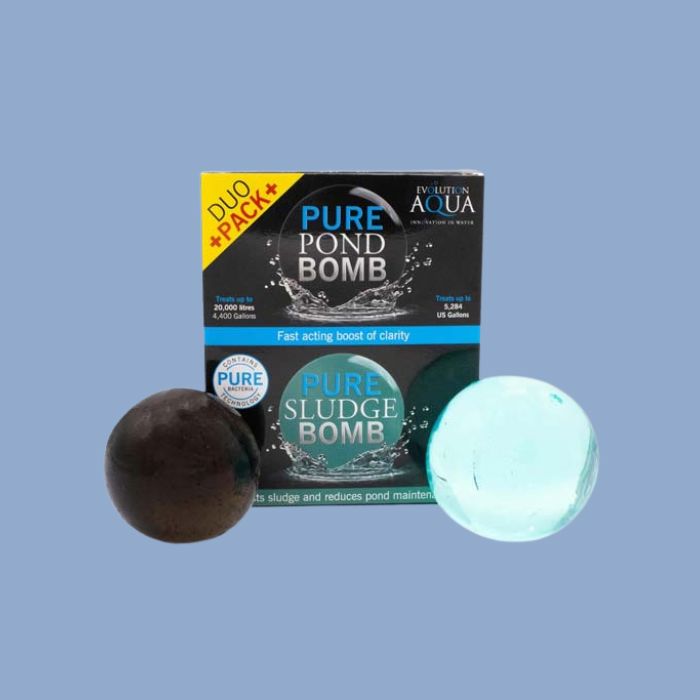 Evolution Aqua Pond Bomb & Sludge Bomb Duo Pack - Effective Water Treatment for Ponds & Fountains | Clears Algae & Organic Waste | Perfect for Garden Ponds, Koi Ponds & Water Features