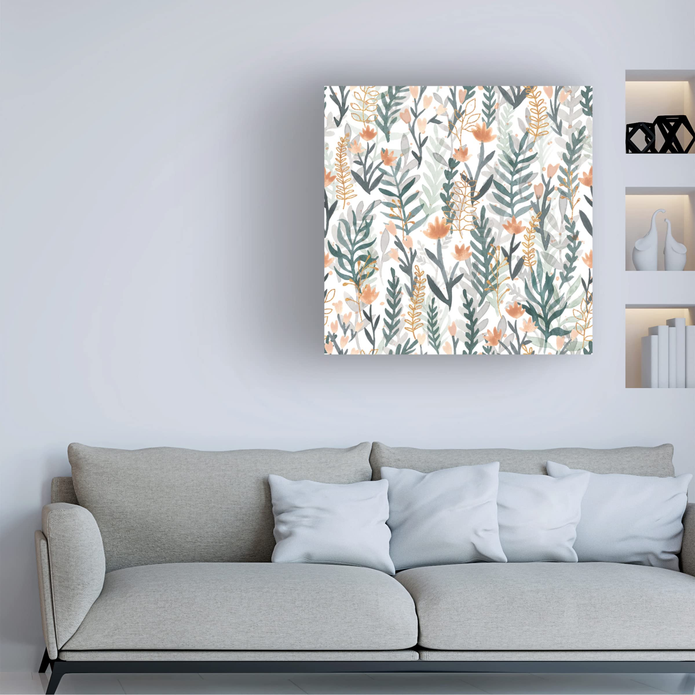 Laura Marshall 'Spring Blooms Pattern I' Canvas Wall Art - Floral Home Decor for Living Room, Bedroom & Office