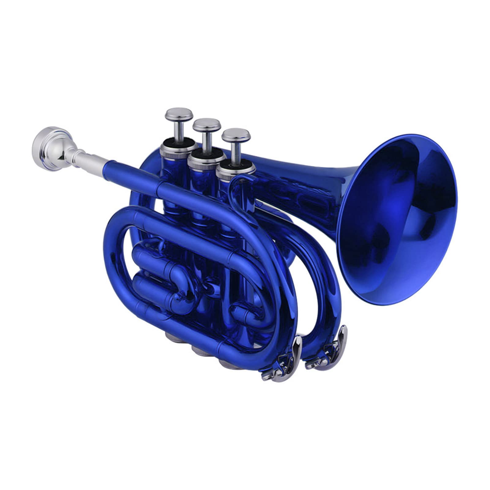 Portable Bb Pocket Trumpet - Compact Brass Wind Instrument with Mouthpiece, Gloves, Cleaning Cloth & Carrying Case | Perfect for Travel, Practice & Beginner Musicians