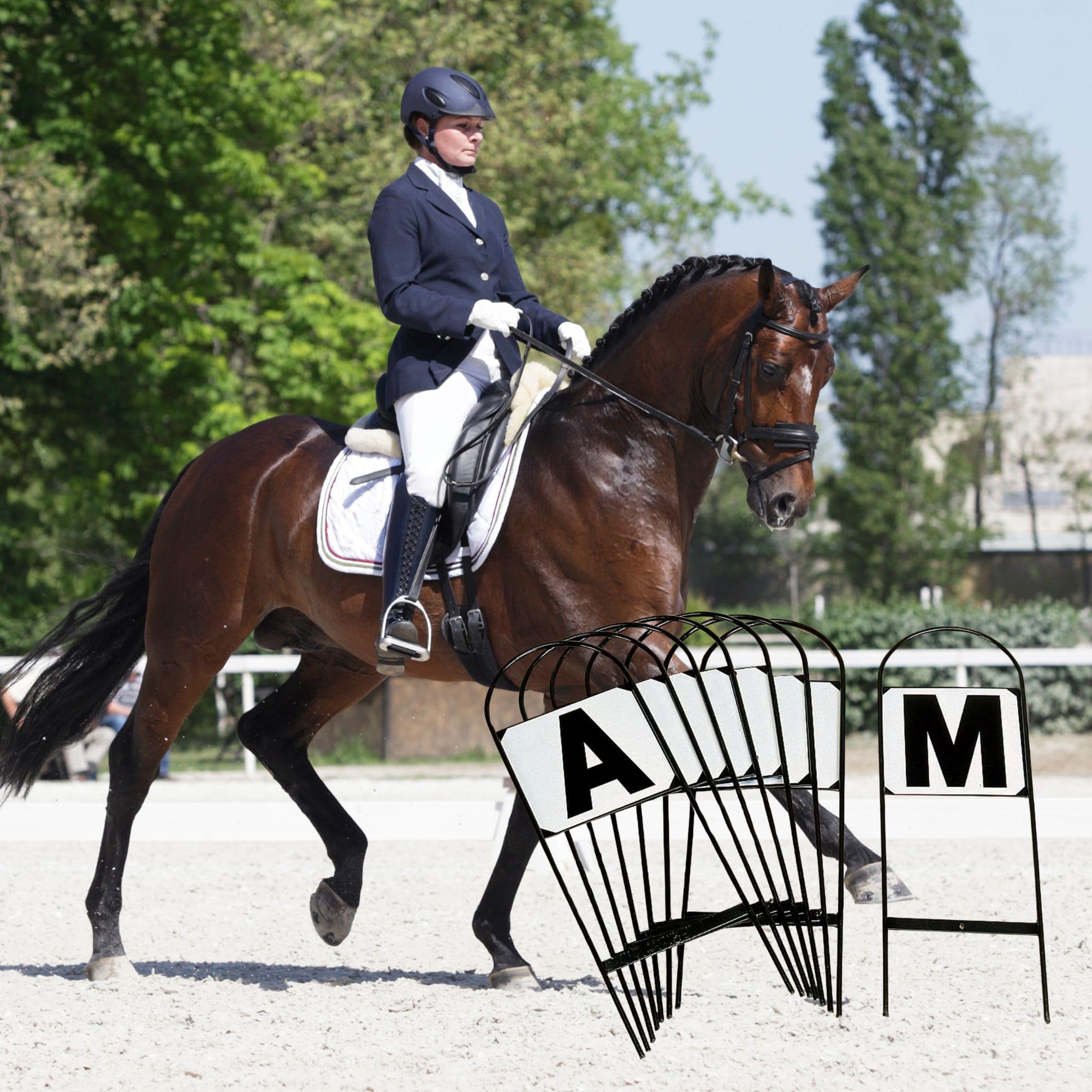 Premium Dressage Arena Markers Set of 8 - Essential Equestrian Training Equipment for Dressage Competitions & Horse Riding Practice - Letters A,B,C,E,F,H,K,M - Perfect for Professional Riders & Dressage Events