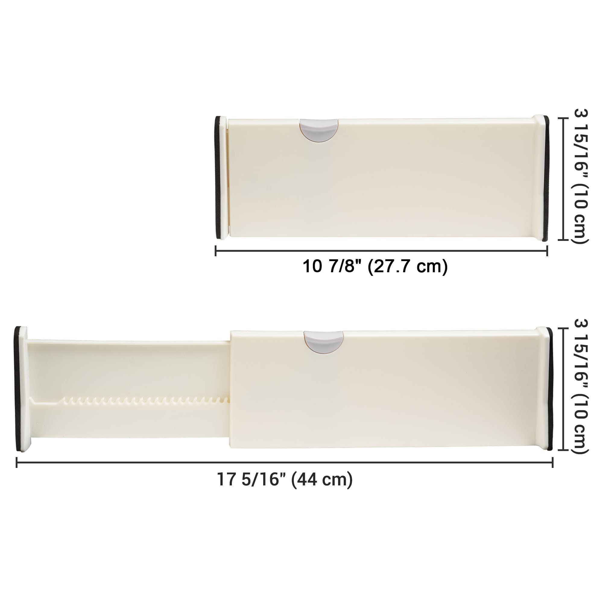 Yescom 4-Pack Adjustable Drawer Dividers - Expandable Organizer for Kitchen, Office & Bedroom Storage - White Plastic Division Boards for Utensils, Makeup, Office Supplies & More