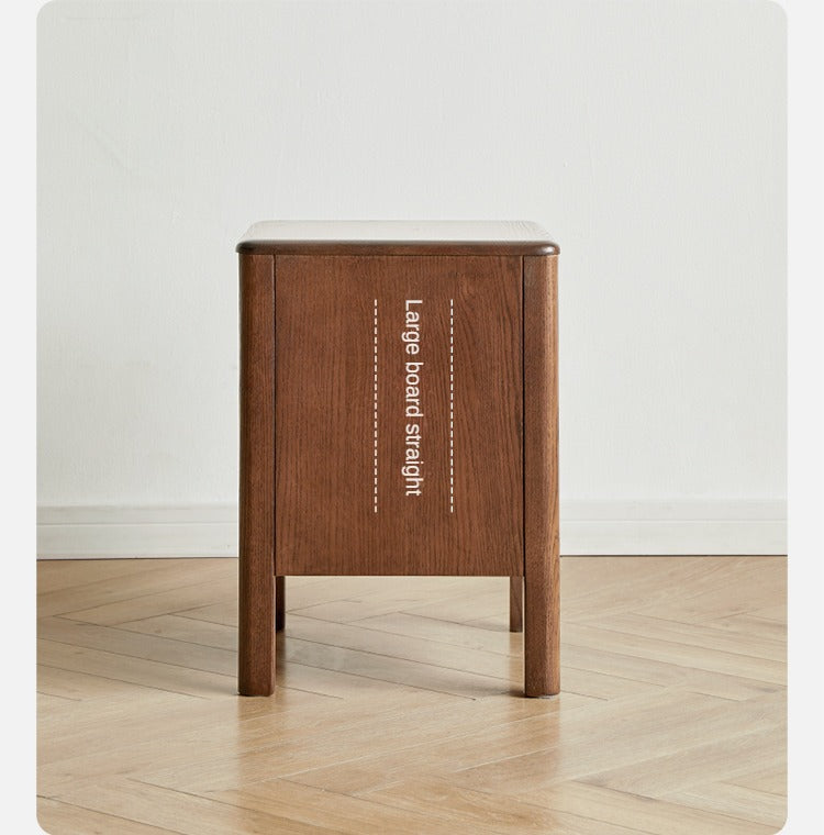 Solid Oak Wood Nightstand with 2 Drawers - Bedside Table for Bedroom, Living Room, or Guest Room Storage