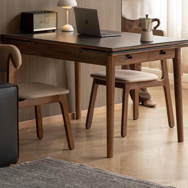 Solid Black Walnut Foldable Dining Table - Handcrafted Wooden Rock Plate for Kitchen, Dining Room & Small Spaces | Rustic Farmhouse Style Furniture