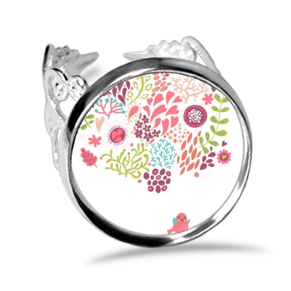 DIYthinker Adjustable Solid Color Floral Bird Ring - Handmade Botanical Drawing Design for Women, Perfect for Wedding, Engagement, Anniversary & Everyday Fashion Jewelry