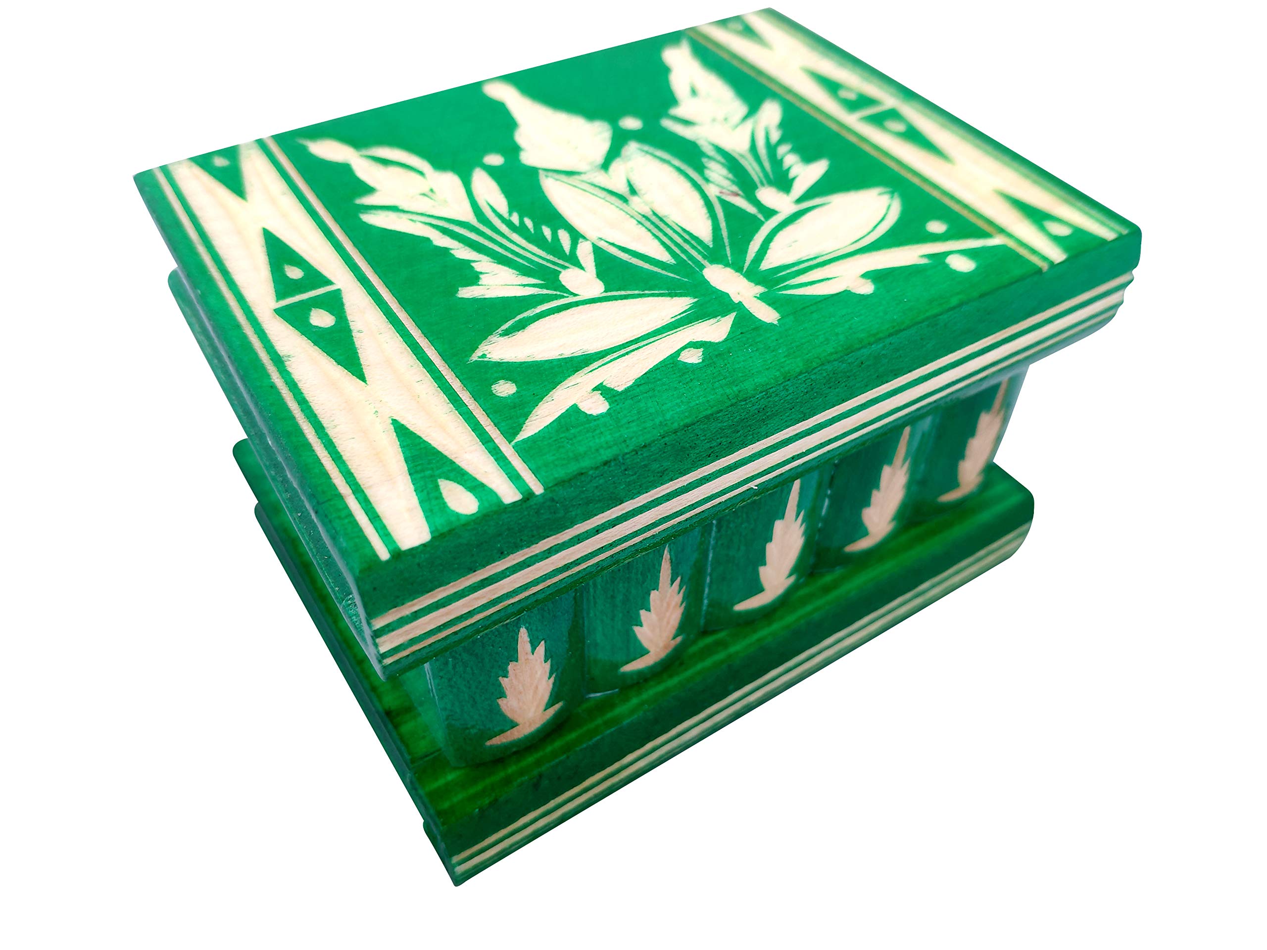 Handcrafted Wooden Puzzle Jewelry Box with Hidden Compartment & Key - Secret Carved Puzzle Box for Adults & Kids - 4