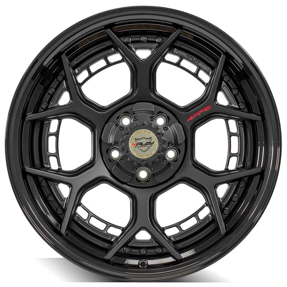 4Play Forged Series 4PF6 Matte Black Wheels with Gloss Black Barrel - 20x9.0 0 Offset 5x127/5x139.7mm 87.1mm Hub - Premium Alloy Rims for Trucks & SUVs - Perfect for Off-Roading and Street Performance