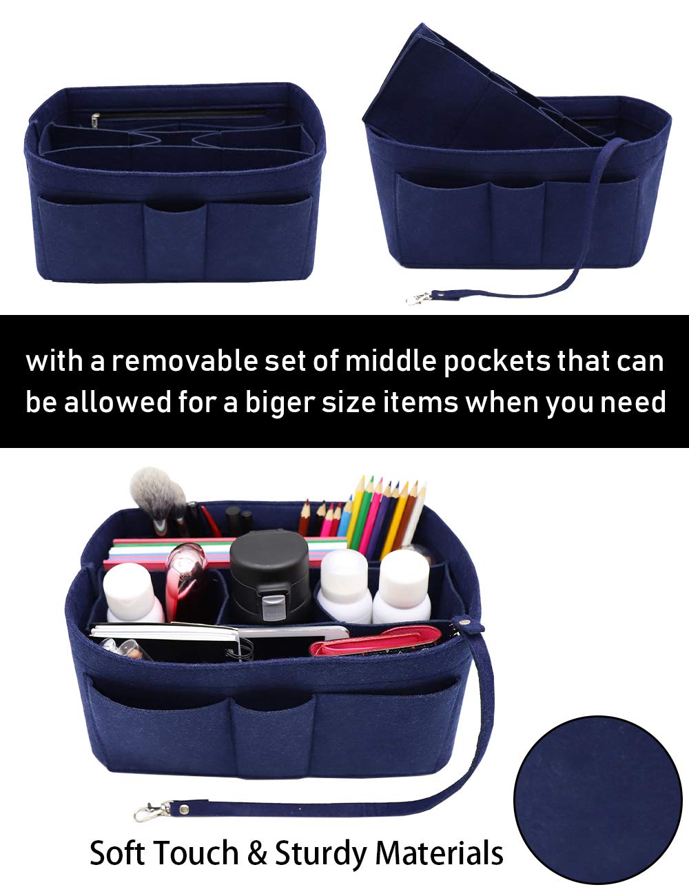 LEXSION Felt Insert Bag Organizer - Purse Organizer for Handbags Fits Speedy & Neverfull | Perfect for Travel, Work & Daily Use