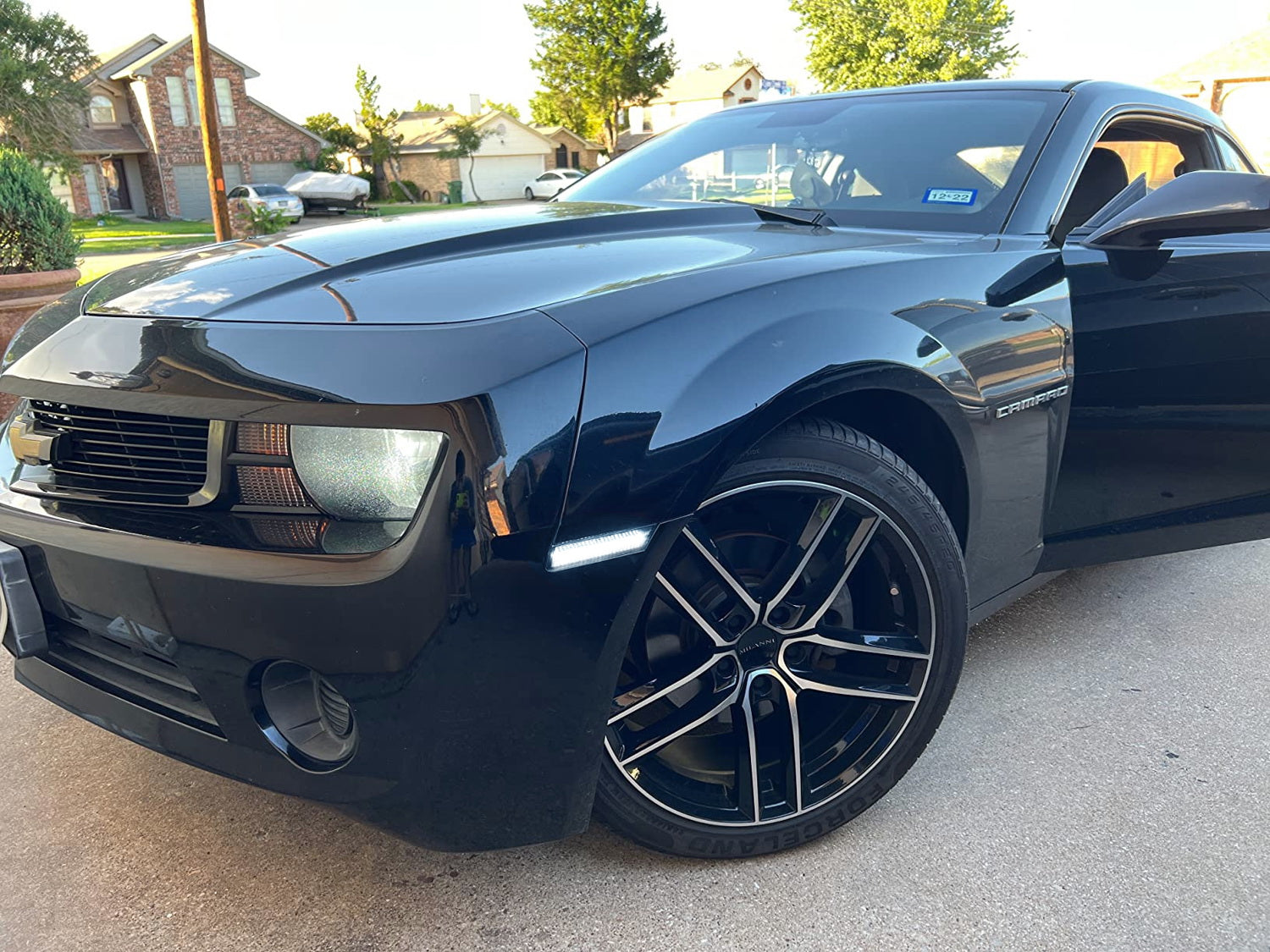 Clear Lens Double Row White Full LED Front Side Markers for 2010-2015 Chevy Camaro - Enhanced Visibility & Style Upgrade for Night Driving & Car Shows