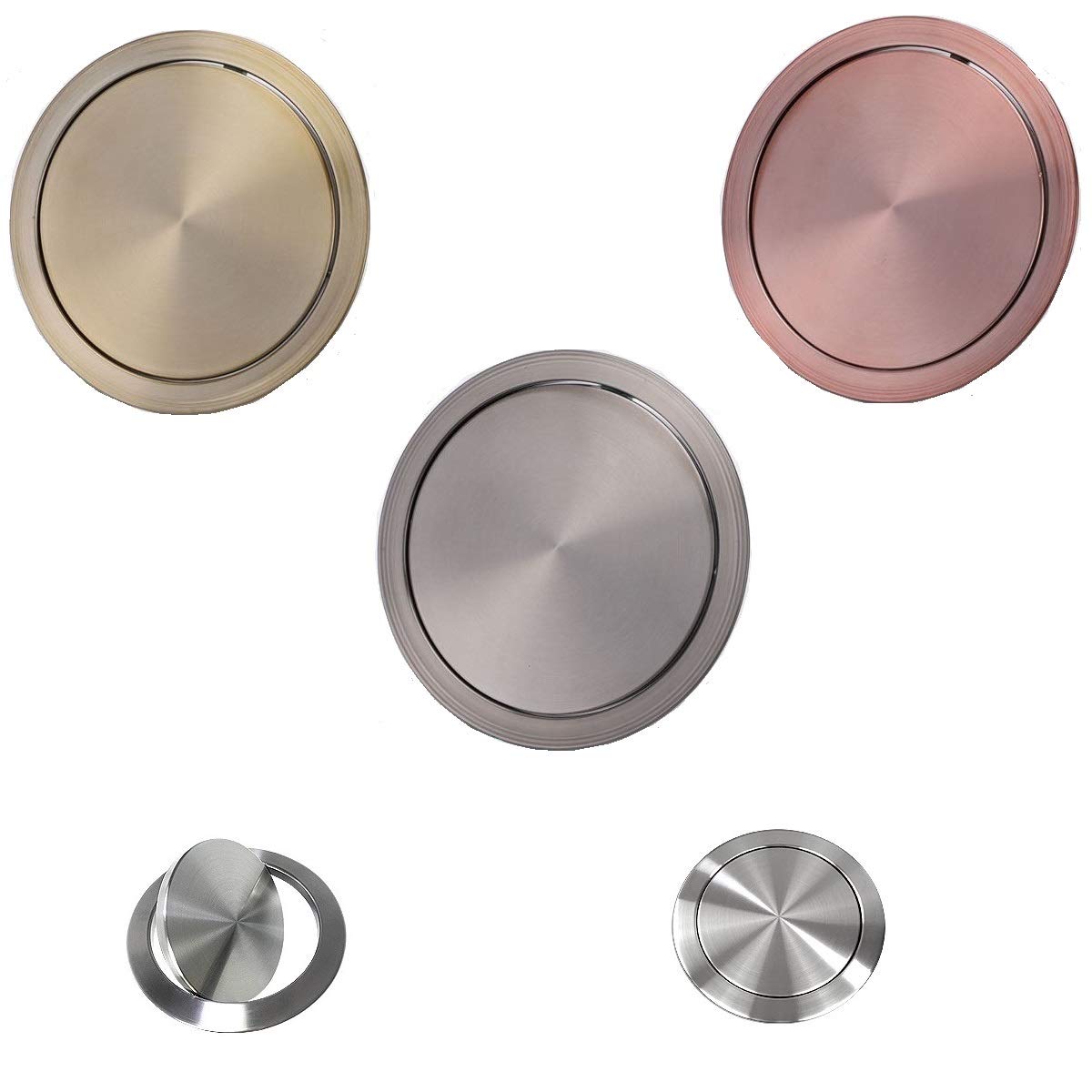 Stainless Steel Flip-Top Swing Cover Trash Chute - Brushed Steel Built-In Countertop Garbage Disposal for Kitchen & Bathroom | Durable Bronze Red Gold Finish | Perfect for Modern Home, Restaurant & Office Use