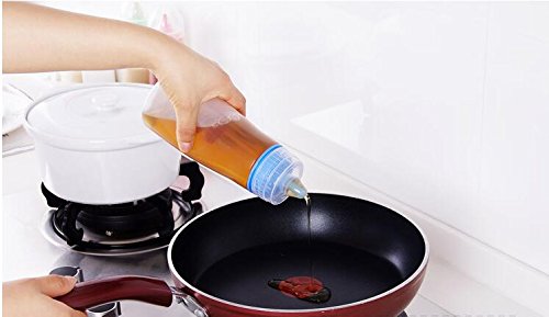 Zollyss 2-Pack 400ml Plastic Squeeze Bottles for Kitchen - Condiment Dispenser for Sauce, Vinegar, Oil & Ketchup (Multicolor) - Perfect for Restaurants, BBQs & Home Cooking