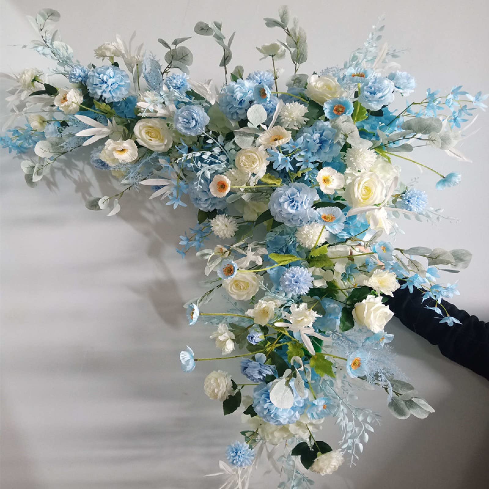 Light Blue Artificial Flower Wall Decor - Floral Wedding Decoration & Corner Arrangement for Bridal Showers, Baby Showers & Party Backdrops
