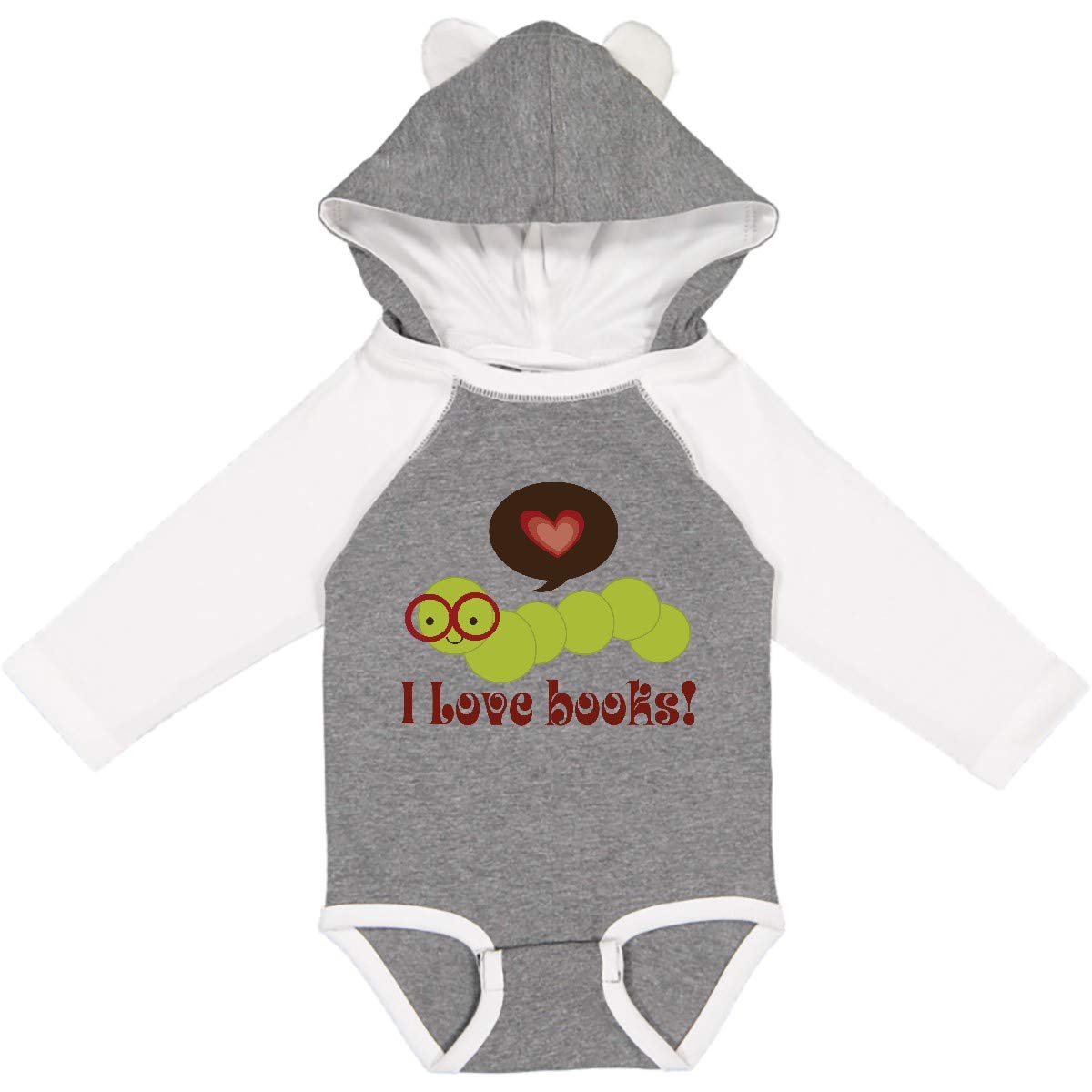 Inktastic I Love Books Bookworm Long Sleeve Baby Bodysuit - Perfect Gift for Book Lovers & Reading Enthusiasts