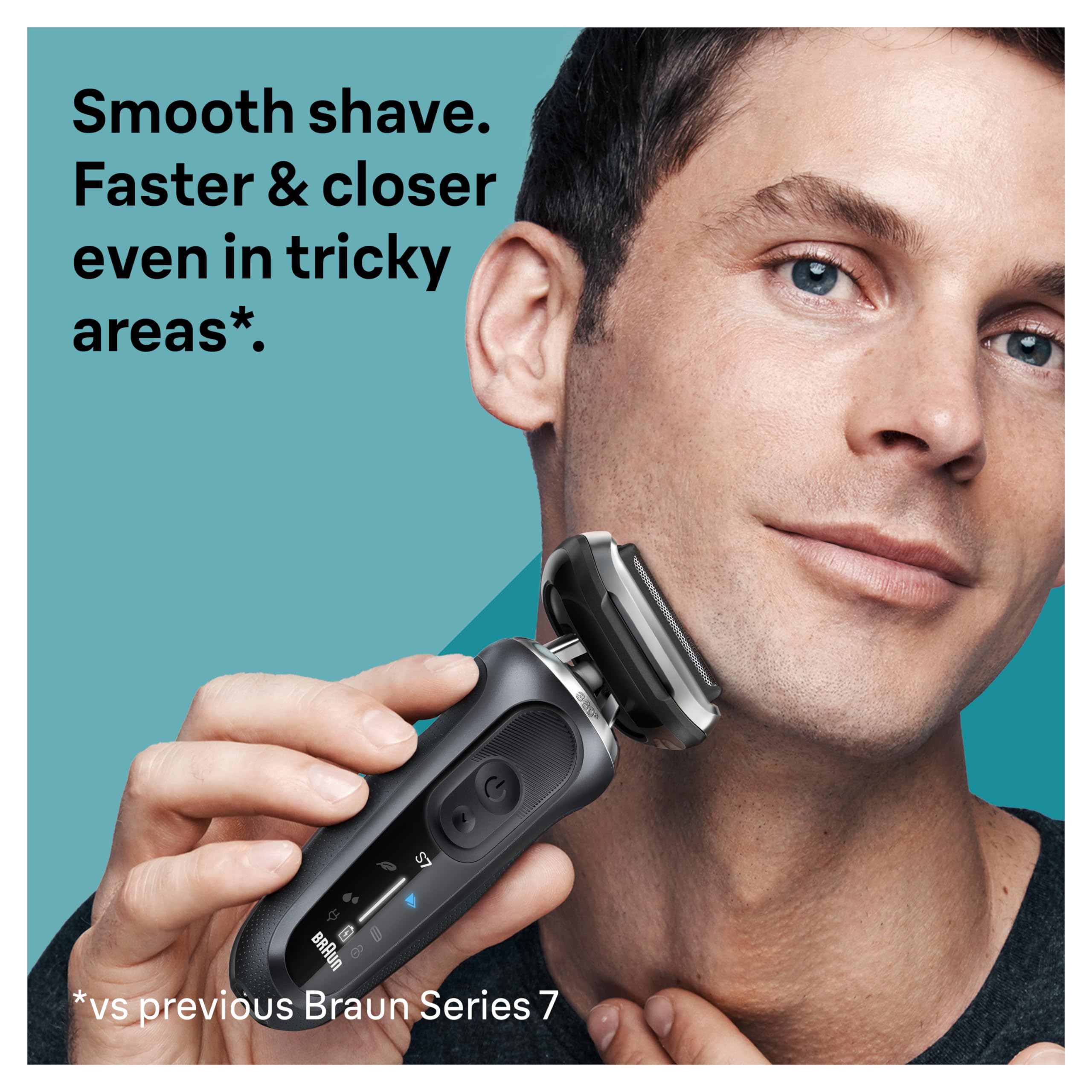 Braun Series 7 7127cs Electric Razor for Men - Wet & Dry Foil Shaver with Beard Trimmer | Waterproof, Turbo & Gentle Modes | German Engineered | Includes Charging Stand (Space Grey) | Perfect for Travel, Daily Shaving & Sensitive Skin