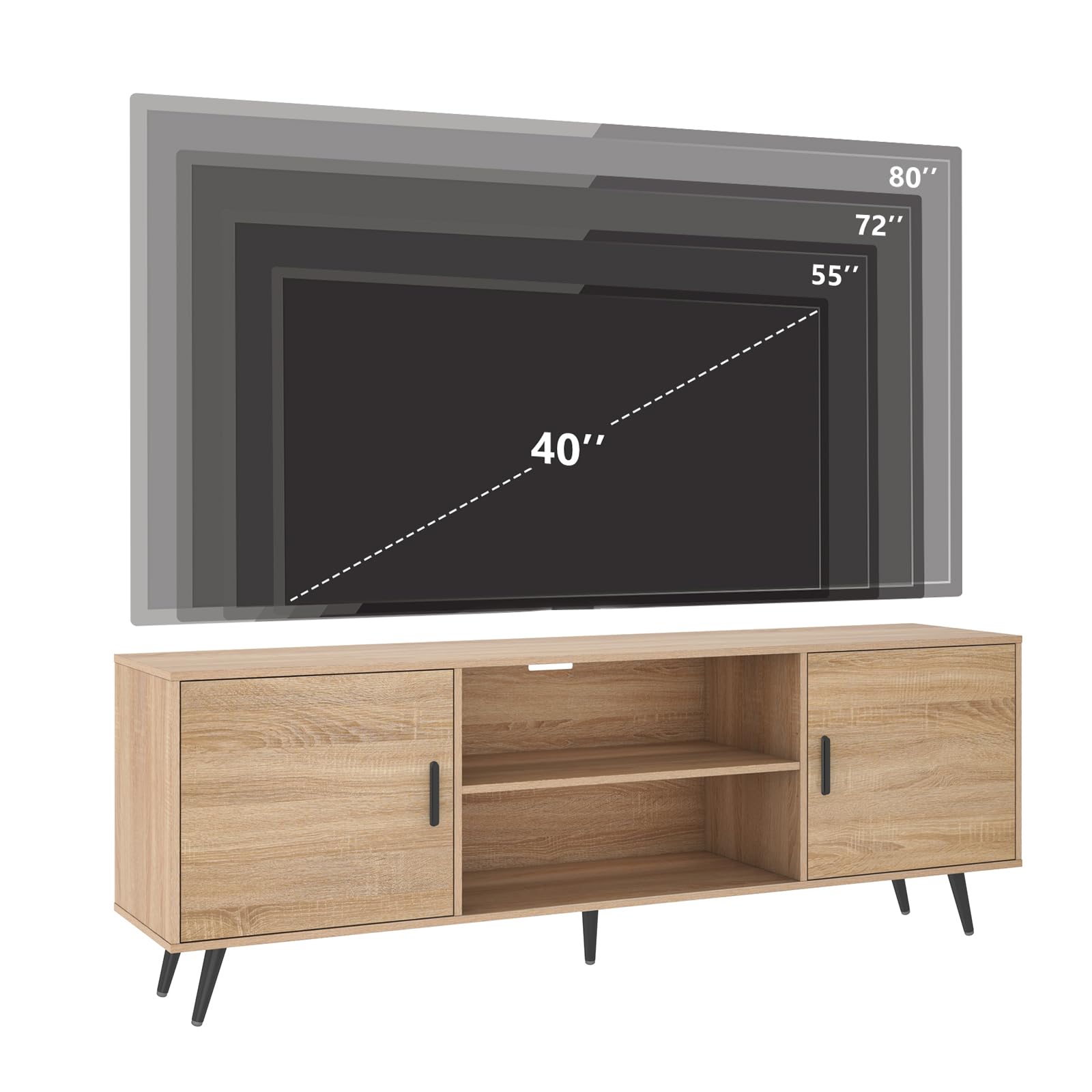AUXSOUL Mid Century Modern TV Stand for 75 Inch TV - 70